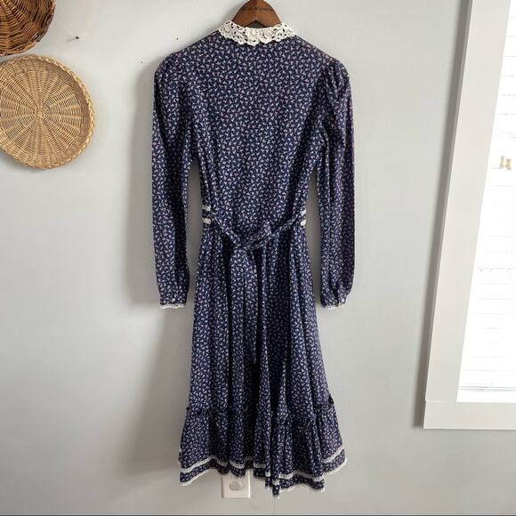 Gunne Sax | 70’s Gunne Sax Edwardian Midi Dress Boho Vintage Cottagecore Lace 9 - Picture 3 of 12